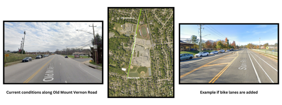 proposed bike lanes along Old Mount Vernon Road
