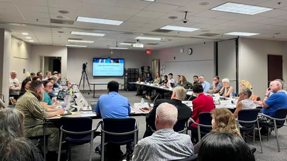 Community members attending a Lake Accotink meeting